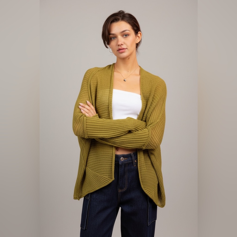 NWT Boutique Women's Olive Green Women's Dolman Sleeve Cardigan